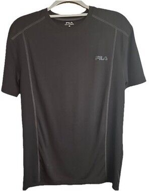 Fila 100% Polyester T-Shirt Men's Size M  Black Good Pre-owned Condition